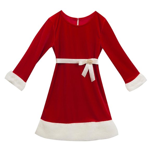 Rare Editions Toddler Girl Christmas Red Flare Dress with Faux Fur Trim S 2T NEW - Picture 1 of 1